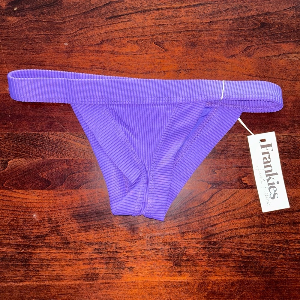 Frankie’s Bikinis Purple Ribbed Bikini Bottom - Picture 2 of 4